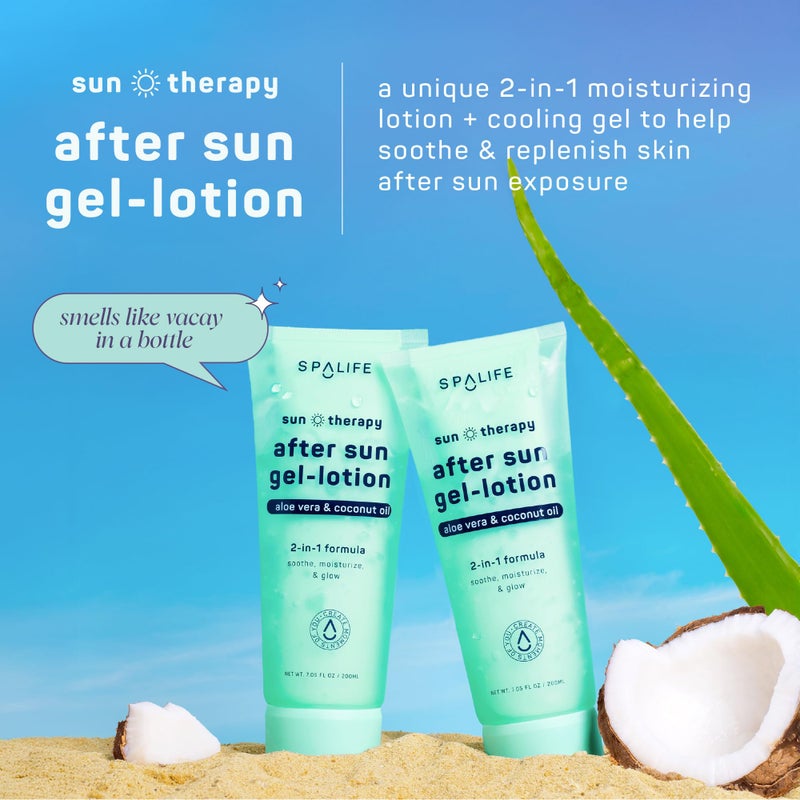 SpaLife After-Sun-Gel Lotion and Moisturizer for Sunburn Refelief - Two in One Formula, Infused with Aloe, Coconut Oil and Hyaluronic Acid - 2 Pack - Image 3